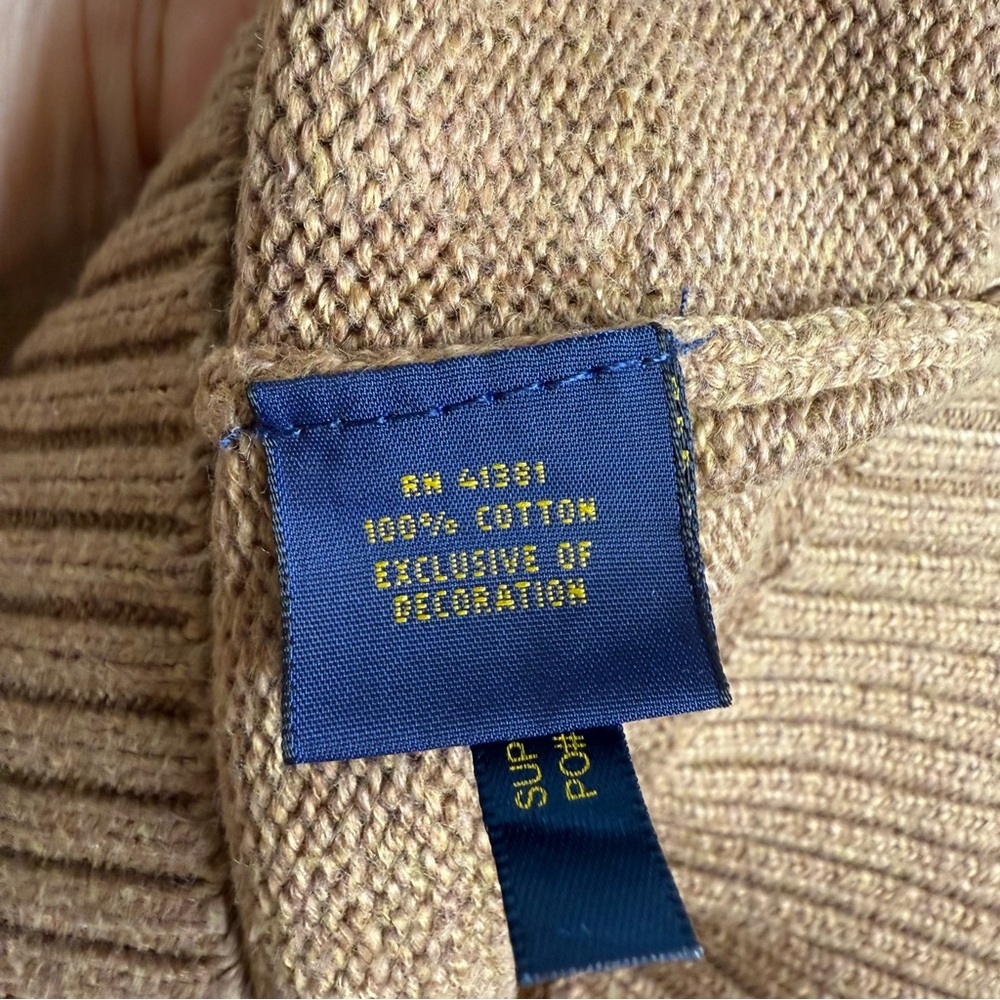 Polo by Ralph Lauren Men's Tan quarter zip sweater - 100% cotton - Medium - Picture 5 of 5